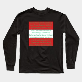 Austrian Flag Colors with Cities Long Sleeve T-Shirt